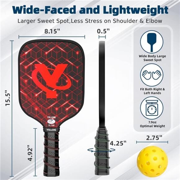 Pickleball Paddles, USAPA Approved Pickleball Paddle Set of 4, Fiberglass - Picture 5 of 7